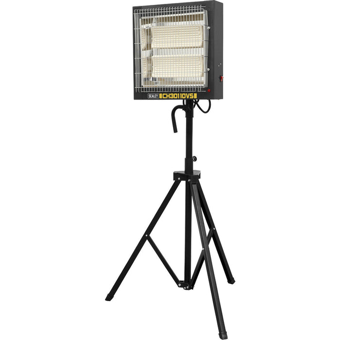 Ceramic Heater with Tripod Stand - 1200 to 2400W - Instant Heat - Remote Control Loops