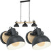Ceiling Pendant & 2x Matching Wall Lights Black Industrial Shade & Wood Bar Lamp Loops