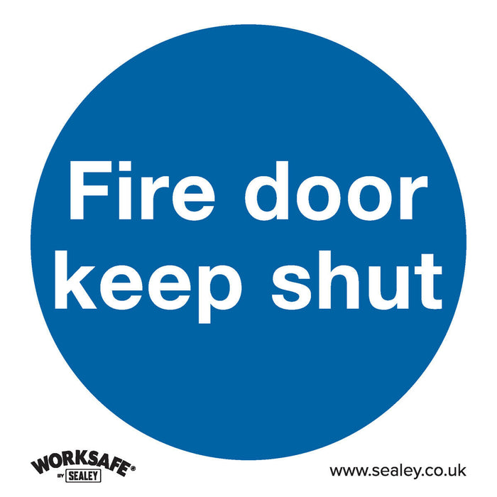 1x FIRE DOOR KEEP SHUT Health & Safety Sign - Rigid Plastic 80 x 80mm Warning Loops
