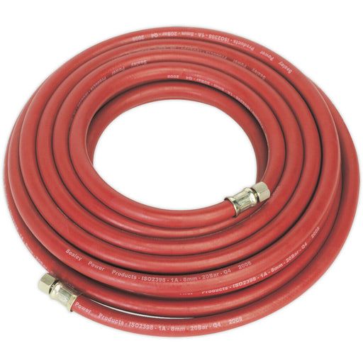 Rubber Alloy Air Hose with 1/4 Inch BSP Unions - 10 Metre Length - 8mm Bore Loops