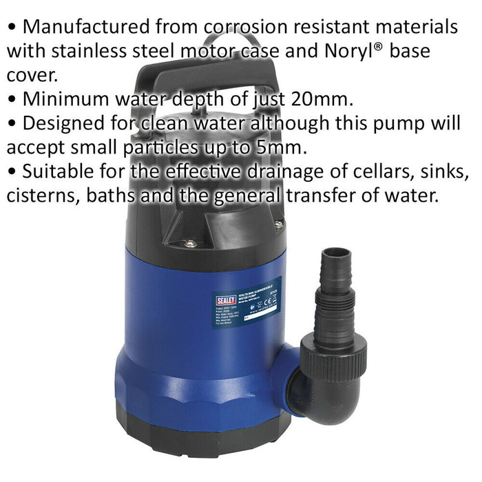 Submersible Clean Water Pump - 100L Per Minute - Corrosion Resistant - 230V Loops