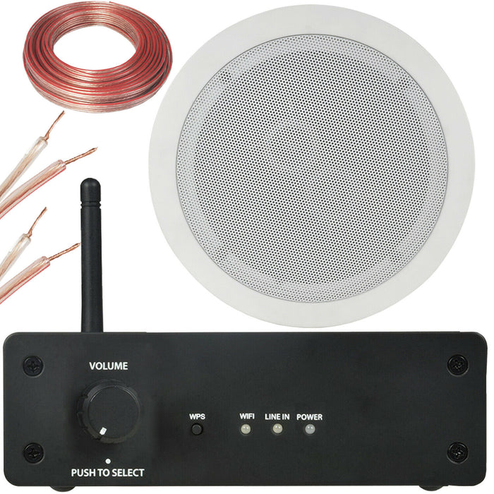 Bathroom Wi Fi Ceiling Speaker Kit Wireless Amp & 1x Dual Tweeter Stereo Sound