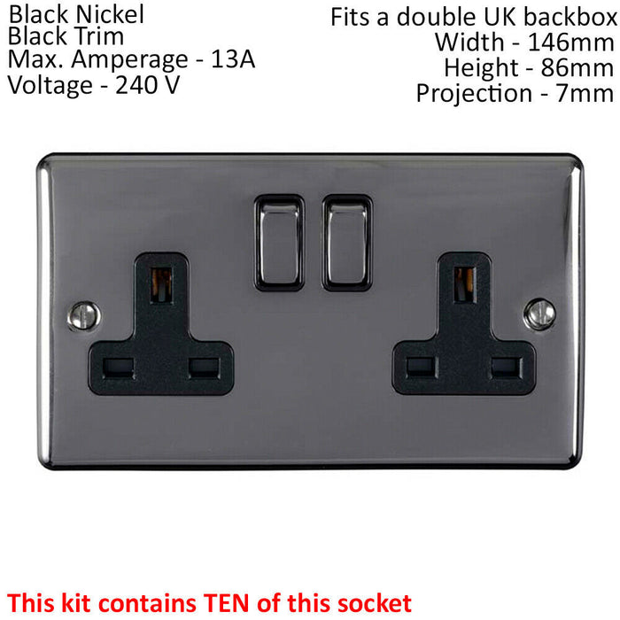 BLACK NICKEL House Socket & Switch Set -14 Light & 14 Switched UK Power Sockets Loops