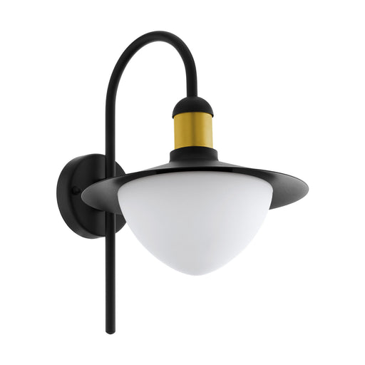 IP44 Outdoor Wall Light Black & Gold Modern Fisherman Lamp 1x 60W E27 Bulb Loops