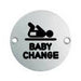 2x Bathroom Door Baby Change Sign 64mm Fixing Centres 76mm Dia Satin Steel Loops