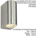 IP44 Outdoor Up & Down Wall Light Brushed Aluminium Twin GU10 Modern Accent Lamp Loops