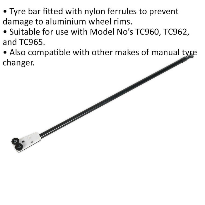 1015mm Aluminium Wheel Tyre Bar - Anti Damage Nylon Ferrules Tyre Changing Tool Loops