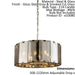 Ceiling Pendant Light Gloss Slate Grey & Smoked Cut Glass 8 x 40W E14 Loops