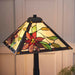 Tiffany Glass Table Lamp Light Dark Bronze & Red Flower Square Shade i00214 Loops