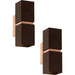 2 PACK Wall Light Colour Copper Coloured Steel Brown Square Shade GU10 2x3.3W Loops
