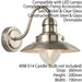 Modern Dimmable Wall Light Satin Nickel & Glass Shade Curved Arm Lamp Fitting Loops