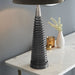 Table Lamp - Charcoal Ribbed Glass, Bright Nickel Plate & Mocha Velvet - 40W E27 Loops