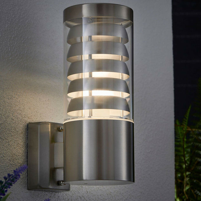 2 PACK IP44 Outdoor Wall Lamp Stainless Steel Staggered Light Clear Porch Round Loops