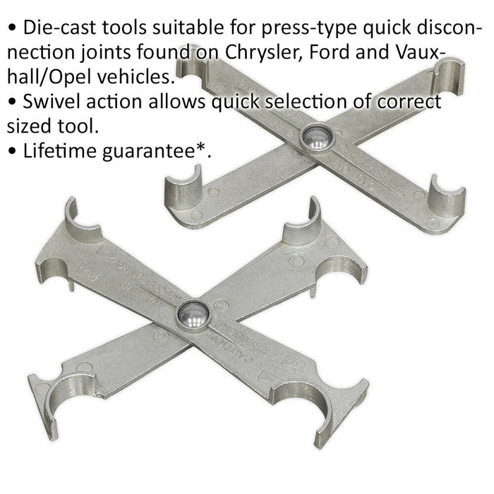 2 PACK Air Conditioning & Fuel Disconnection Tool Set - Swivel Action Tools Loops