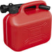 5 Litre Plastic Fuel Can -  Safety Screw Lock Cap - Flexible Spout - Red Loops