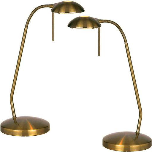 2 PACK | Touch Dimmer Table Lamp Light Antique Brass & Adjustable Neck Reading Loops