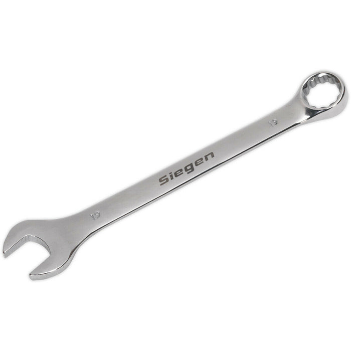 Hardened Steel Combination Spanner - 19mm - Polished Chrome Vanadium Wrench Loops