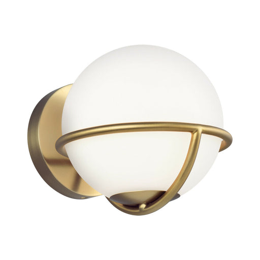 Wall Light White Opal Etched Glass Globes Burnished Brass LED G9 3.5W Loops