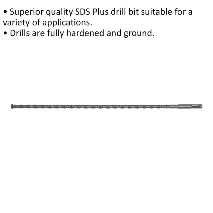 10 x 450mm SDS Plus Drill Bit - Fully Hardened & Ground - Smooth Drilling Loops