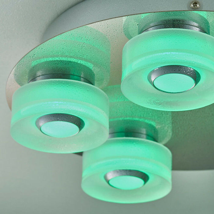 Flush Bathroom Ceiling Light RGB Colour Changing 5x LED Lamp IP44 Chrome Remote Loops