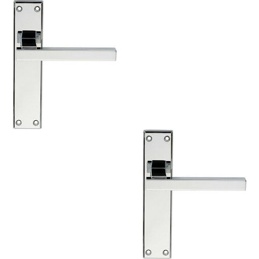 2x PAIR Straight Square Handle on Latch Backplate 180 x 40mm Polished Chrome Loops
