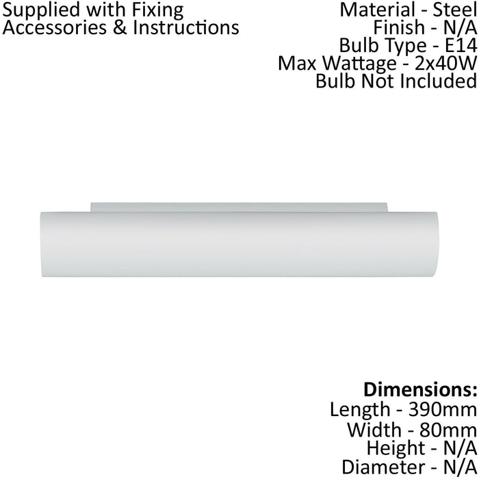 Wall/Mirror Light Steel Shade White Glass Opal Matt Bulb E14 2x40W Required Loops