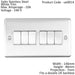6 Gang Multi Light Switch SATIN STEEL 2 Way 10A White Trim & Metal Rocker Loops