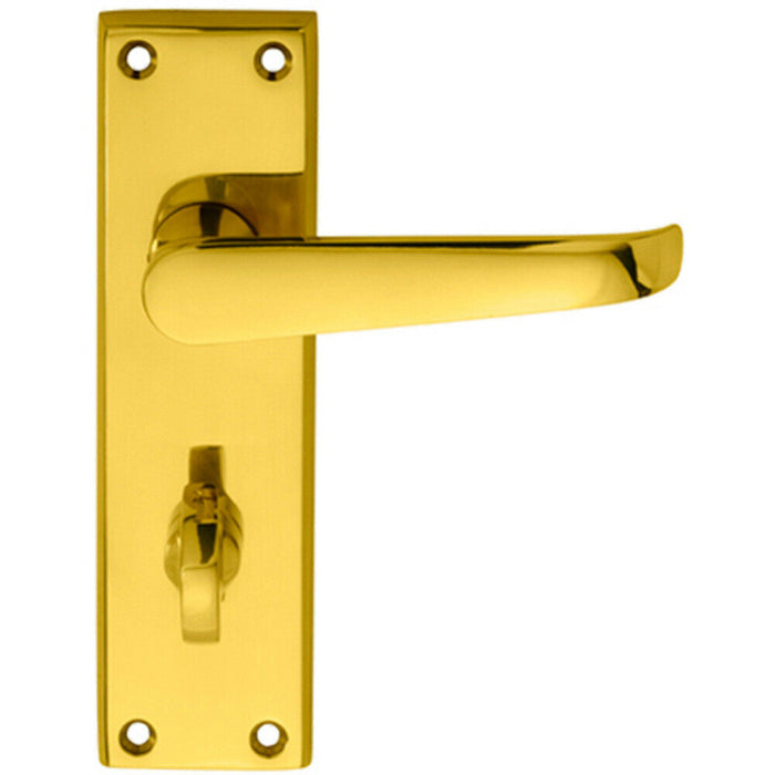 PAIR Straight Victorian Lever on Bathroom Backplate 150 x 43mm Polished Brass Loops