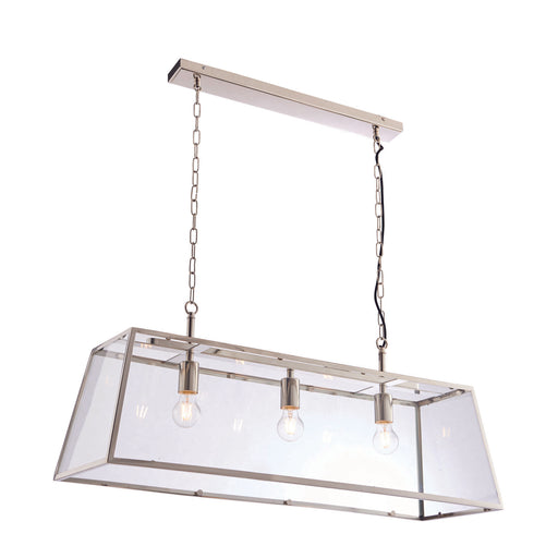 Ceiling Pendant Light Bright Nickel Plate & Clear Glass 3 x 40W E27 Loops