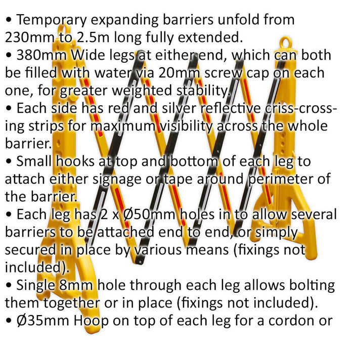 230mm to 2500mm Adjustable Width Plastic Barrier - Portable Safety Perimeter Loops