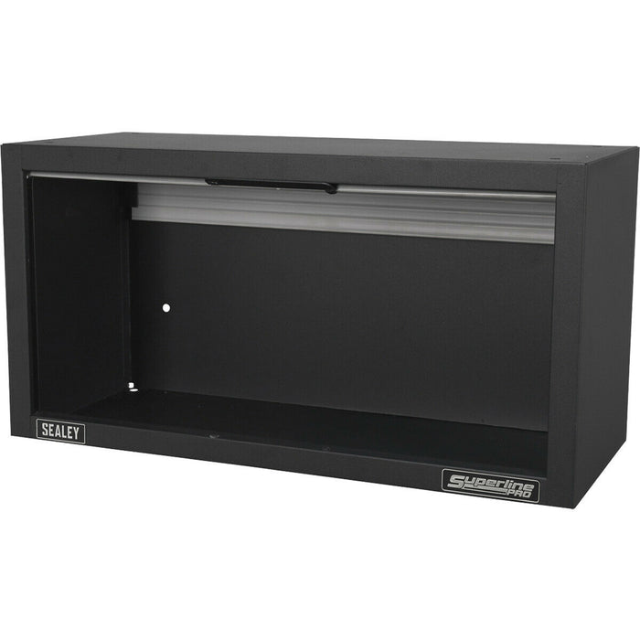 680mm Modular Wall Cabinet - Easy Access Tambour Style Front - Aluminium Handles Loops