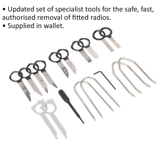 18 Piece Radio Release Tool Set - Suitable for a Wide Range of Vehicles Loops