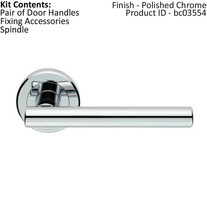 PAIR Straight T Bar Handle on Round Rose Concealed Fix Polished Chrome Loops