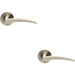 2x PAIR Slim Arched Flat Lever on Round Rose Concealed Fix Satin Stainless Steel Loops
