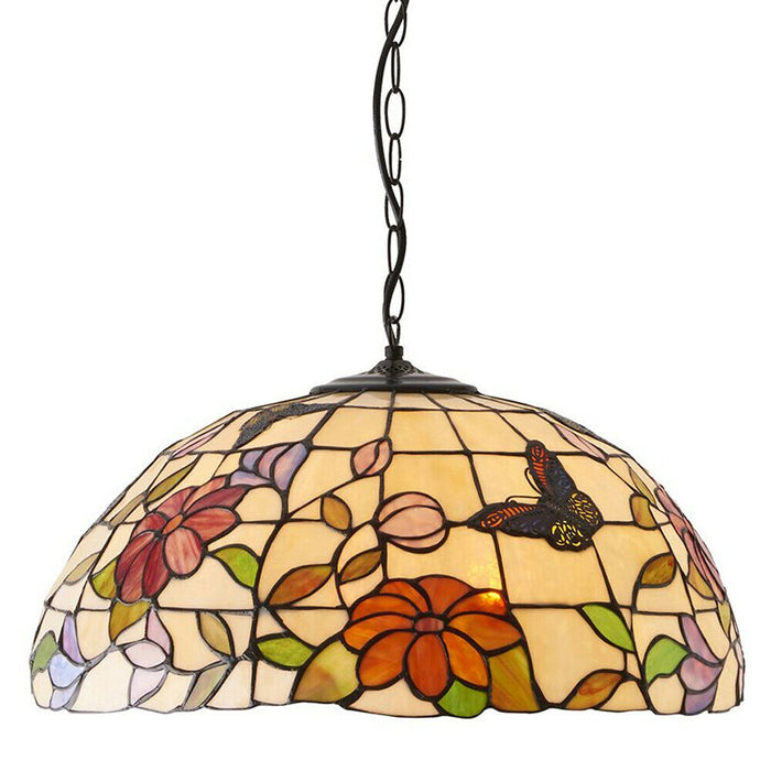 Tiffany Glass Hanging Ceiling Pendant Light Bronze Chain Butterfly Shade i00089 Loops