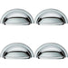 4x Cabinet Cup Pull Handle 91 x 45mm 76mm Fixing Centres Polished Chrome Loops