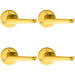 4x PAIR Victorian Straight Shaped Lever on 59mm Round Rose Polished Brass Handle Loops