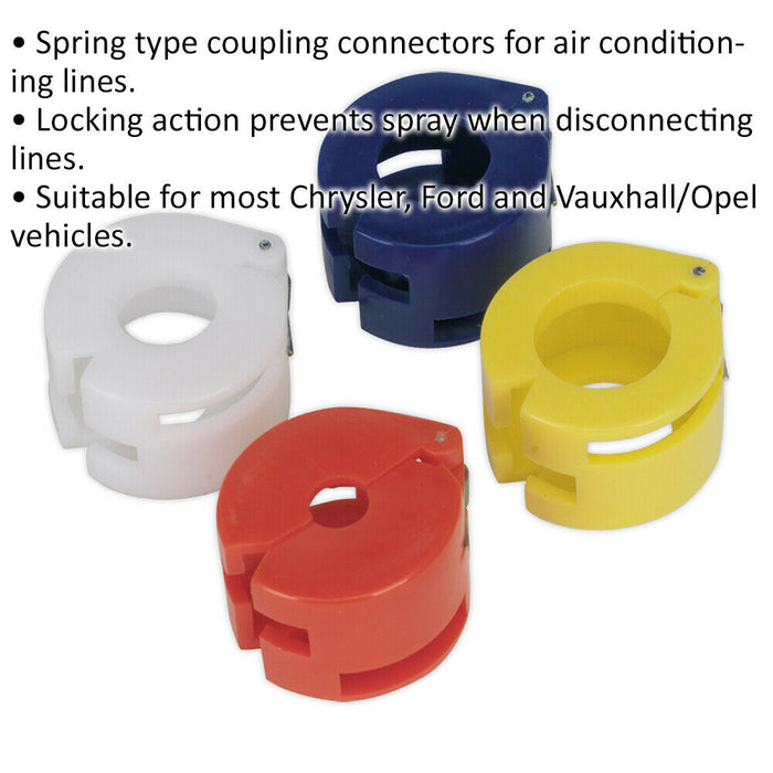 4 PACK Air Conditioning Spring Lock Coupling Tool Set - Locking Action - 4 Sizes Loops