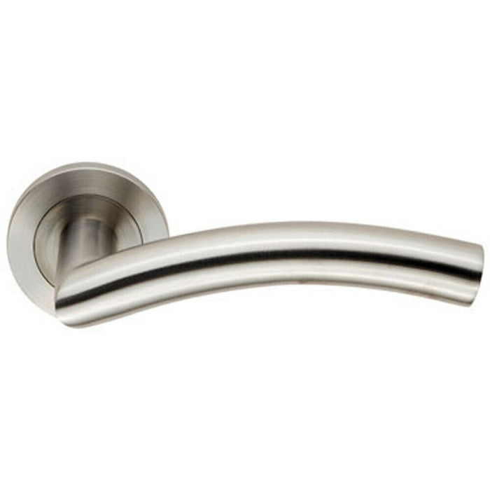 Curved Round Bar Handle on Round Rose Concealed Fix Satin Stainless Steel Loops