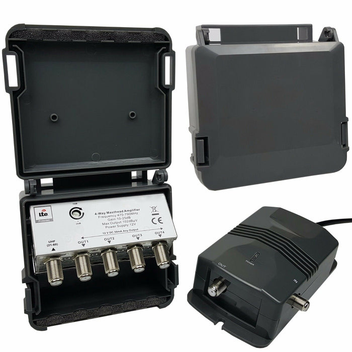 Port Outdoor Masthead Aerial Amplifier PSU F Type Signal