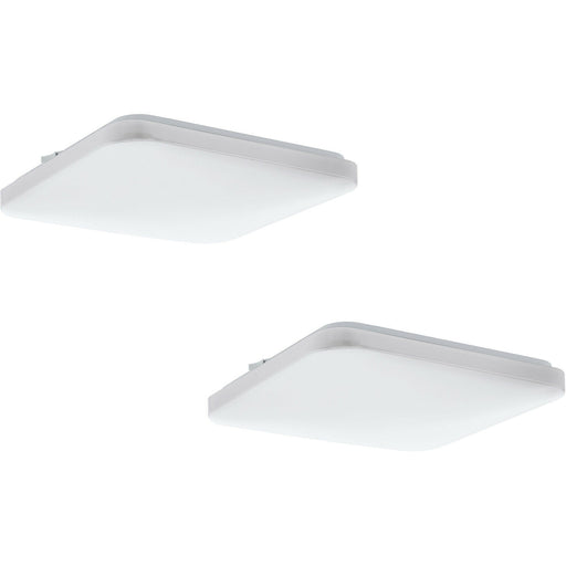 2 PACK Wall Flush Ceiling Light Colour White Shade Square White Plastic LED Loops