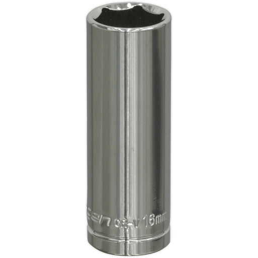 16mm Chrome Plated Deep Drive Socket - 3/8" Square Drive High Grade Carbon Steel Loops