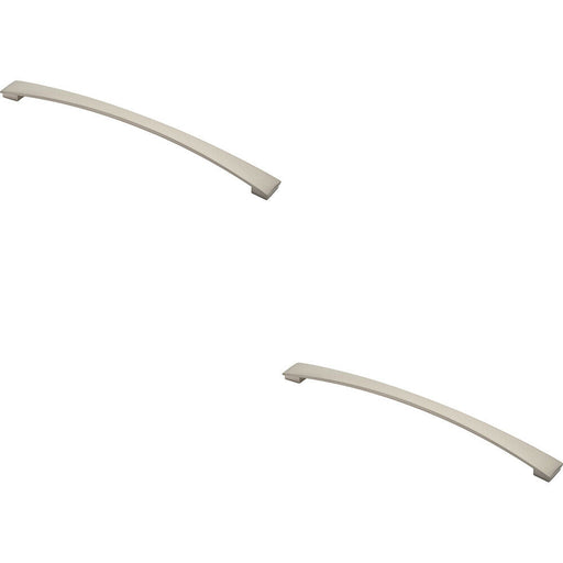 2x Curved Bow Pull Handle 338 x 25mm 320mm Fixing Centres Satin Nickel Loops
