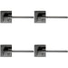 4x PAIR Flat Squared Bar Handle on Square Rose Concealed Fix Black Nickel Loops