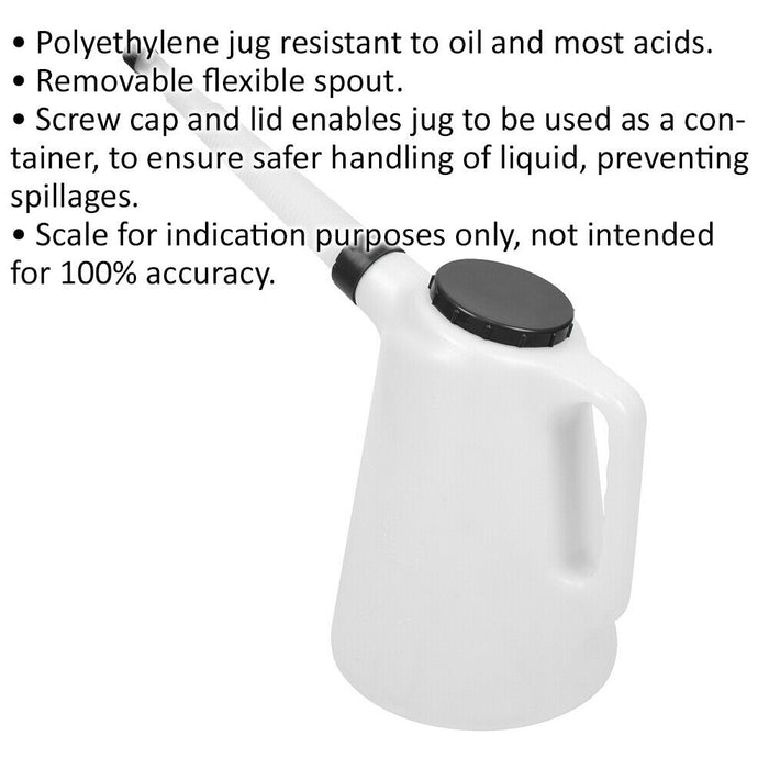 5 Litre Oil Container with Lid & Flexible Spout - Screw Cap - Polyethylene Loops