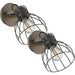 2 PACK Wall Light Colour Brown & Silver Silver Steel Open Cage Shade E27 1x40W Loops