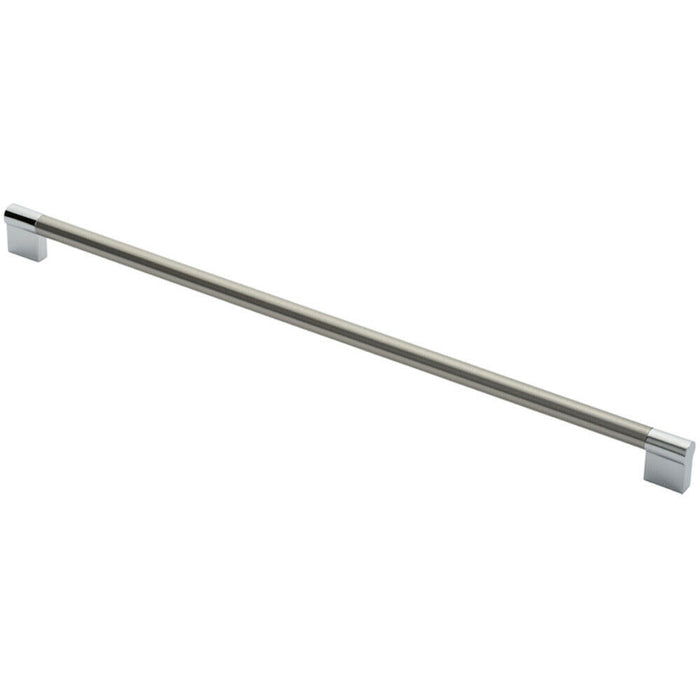 Keyhole Bar Pull Handle 460 x 14mm 448mm Fixing Centres Satin Nickel & Chrome Loops