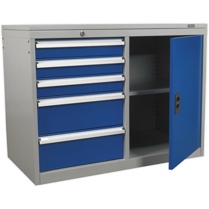 Industrial Tool Storage Cabinet - 5 Drawers & 1 Shelf Locker - Heavy Duty Loops