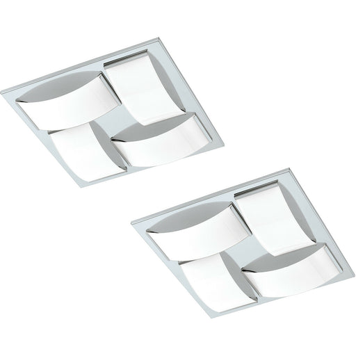 2 PACK Wall Flush Ceiling Light Colour Chrome Shade White Glass Painted 4x LED Loops