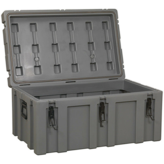 870 x 530 x 425mm Outdoor Waterproof Storage Box - 131L Heavy Duty Cargo Case Loops